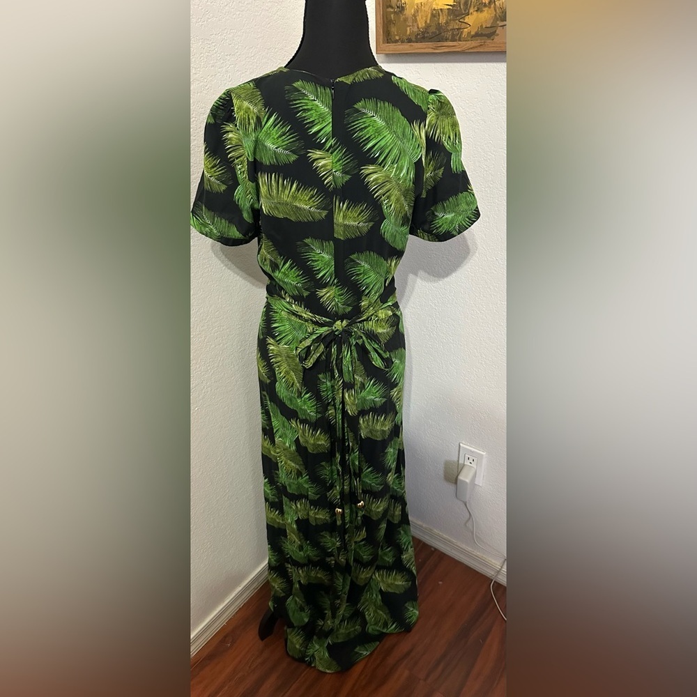 Melissa Odabash Lou Tropical Green Palm Black Maxi Dress - Size Small - Picture 4 of 10